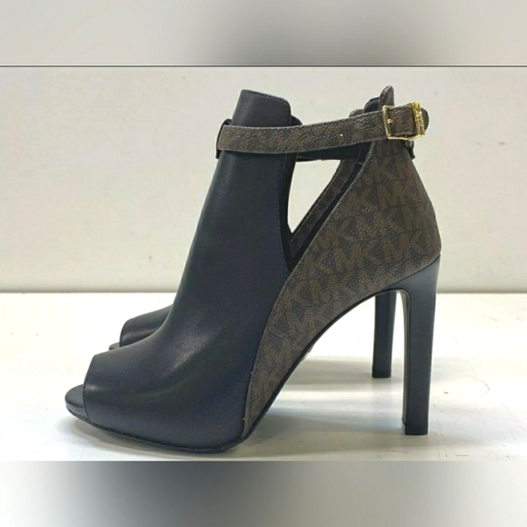 NEW Michael Kors MK Designer Lawson Open Toe Boots Booties Black 6 - Picture 3 of 8